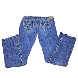 Silver Tuesday 16 1/2 Bootcut Low Rise Dark Wash Faded Denim Jeans 30/31 Flare